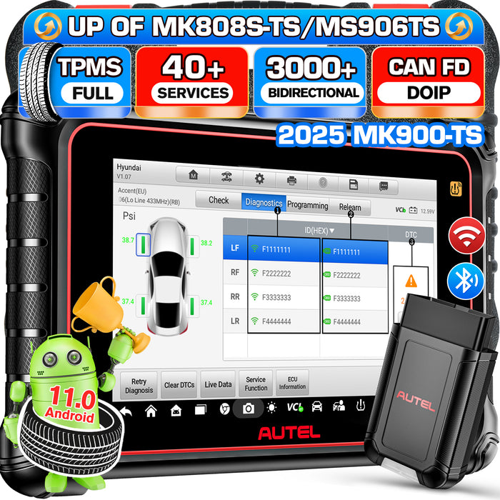 Autel Maxicom MK900TS丨Professioneller TPMS-Diagnosescanner丨TPMS-Neulernen/Ersetzen/Sensorprogrammierung丨Mehrmarken-Komplettsystem 40+Service丨Mehrsprachig