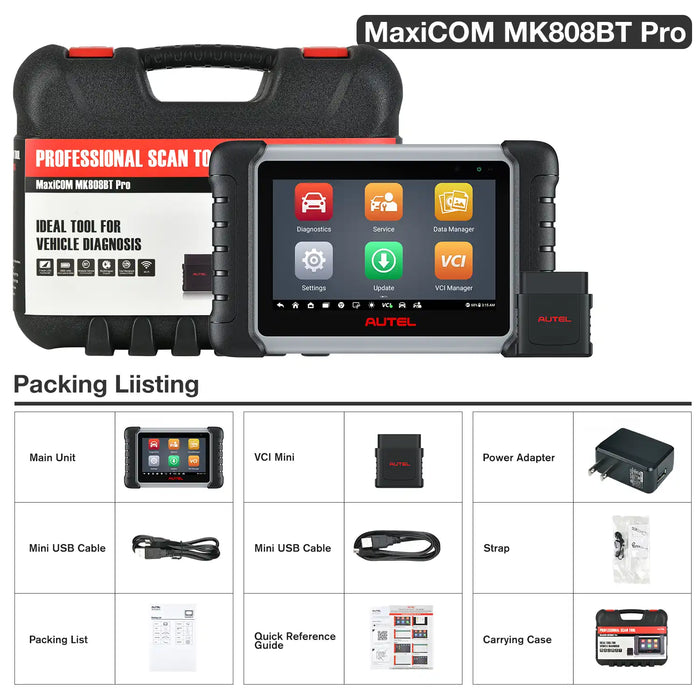 Autel MaxiCOM MK808BT Pro Diagnosescanner Bluetooth-Verbindung |bidirektionale Steuerung | Alle Systemdiagnose | 37+ Dienste |Mehrsprachig