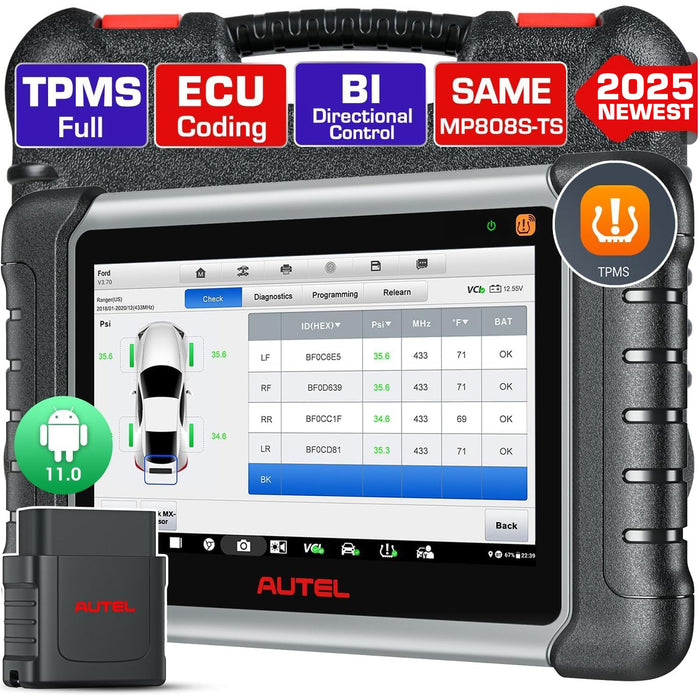 Autel MaxiDas DS808S-TS Drahtloses TPMS-Diagnosetool | Vollständige TPMS-Programmierung | OE-Level Alle Systemdiagnose | Über 30 spezielle Reset-Dienste | Mehrsprachig