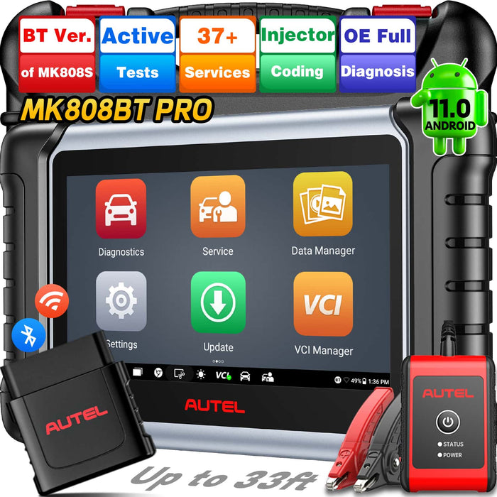 Autel MaxiCOM MK808BT Pro Diagnosescanner Bluetooth-Verbindung |bidirektionale Steuerung | Alle Systemdiagnose | 37+ Dienste |Mehrsprachig