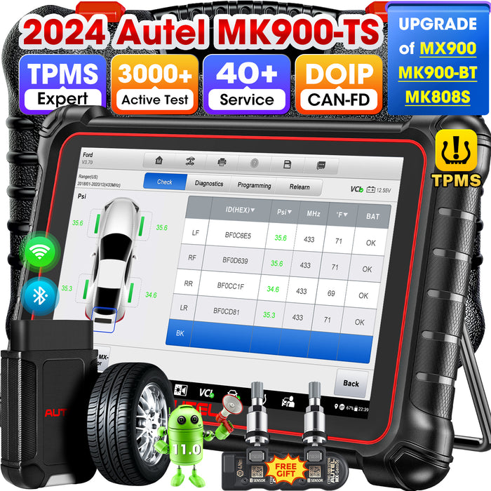 【2 Free MX-sensors】Autel Maxicom MK900TS丨Professioneller TPMS-Diagnosescanner丨TPMS-Neulernen/Ersetzen/Sensorprogrammierung丨Mehrmarken-Komplettsystem 40+Service丨Mehrsprachig