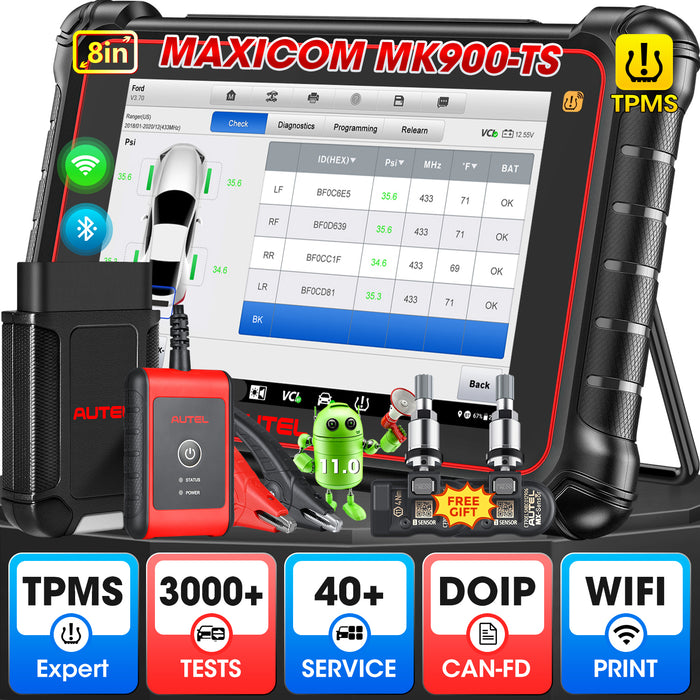 【2 Free MX-sensors】Autel Maxicom MK900TS丨Professioneller TPMS-Diagnosescanner丨TPMS-Neulernen/Ersetzen/Sensorprogrammierung丨Mehrmarken-Komplettsystem 40+Service丨Mehrsprachig