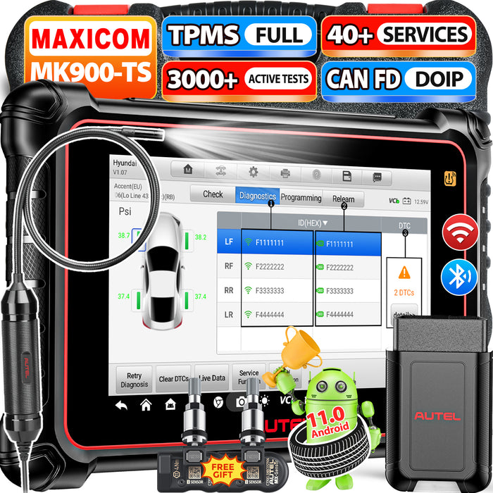 【2 Free MX-sensors】Autel Maxicom MK900TS丨Professioneller TPMS-Diagnosescanner丨TPMS-Neulernen/Ersetzen/Sensorprogrammierung丨Mehrmarken-Komplettsystem 40+Service丨Mehrsprachig