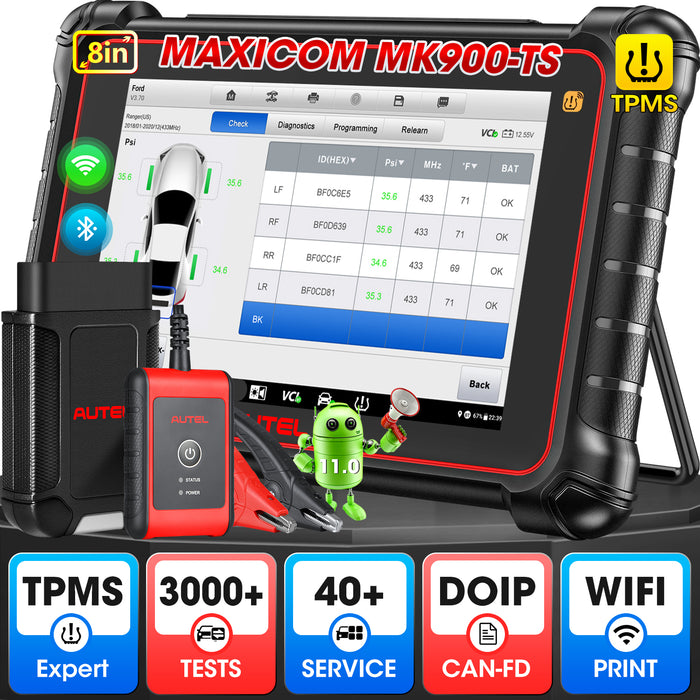 Autel Maxicom MK900TS丨Professioneller TPMS-Diagnosescanner丨TPMS-Neulernen/Ersetzen/Sensorprogrammierung丨Mehrmarken-Komplettsystem 40+Service丨Mehrsprachig
