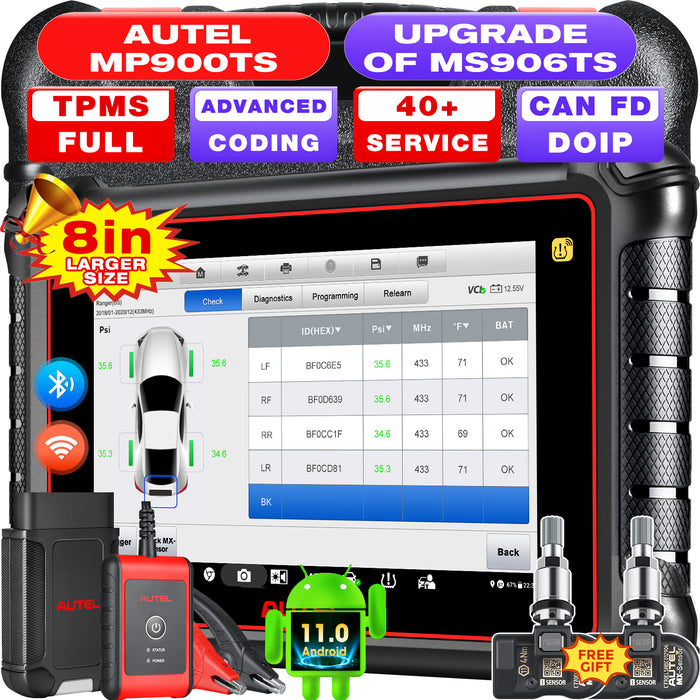 【2 Free MX-sensors】Autel Maxipro MP900TS TPMS Scanner丨Android 11 TPMS neu lernen/ersetzt/MX-Sensor-Programmierung丨ECU Coding丨40+ Reset service丨Bi-Directional Control