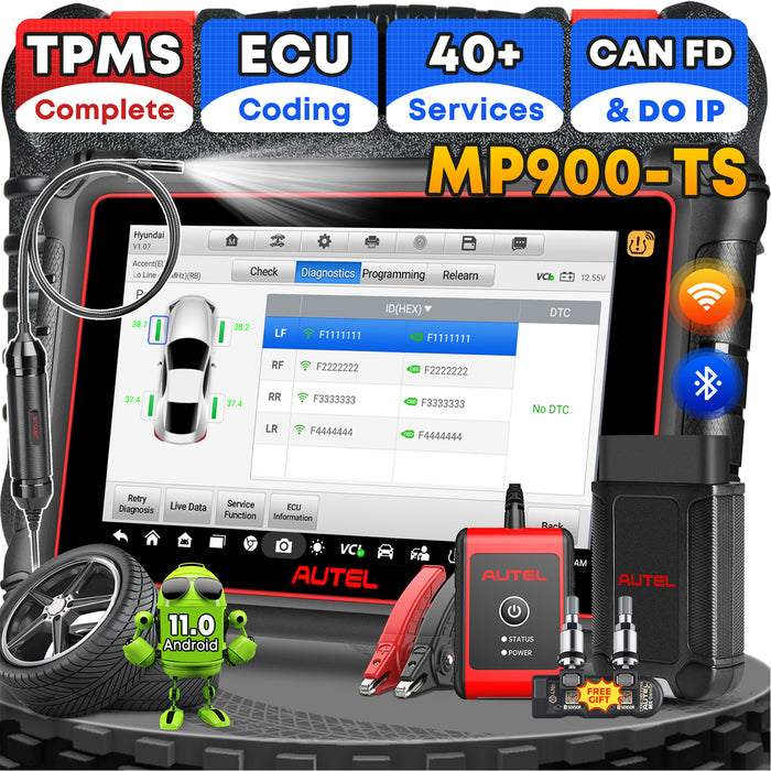 【2 Free MX-sensors】Autel Maxipro MP900TS TPMS Scanner丨Android 11 TPMS neu lernen/ersetzt/MX-Sensor-Programmierung丨ECU Coding丨40+ Reset service丨Bi-Directional Control