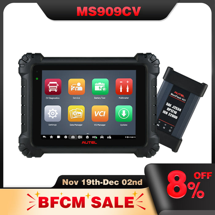Autel MaxiSys MS909CV丨Diagnosis Scanner For Heavy-duty Trucks and Commercial Vehicle /J2534 ECU Re-Programming & Coding/ 64+ services/OE-Level Full System /Global Version Multi-language