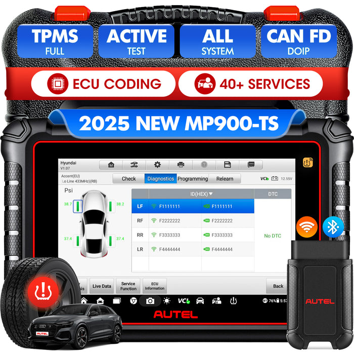 Autel Maxipro MP900TS TPMS Scanner丨Android 11 TPMS neu lernen/ersetzt/MX-Sensor-Programmierung丨ECU Coding丨40+ Reset service丨Bi-Directional Control