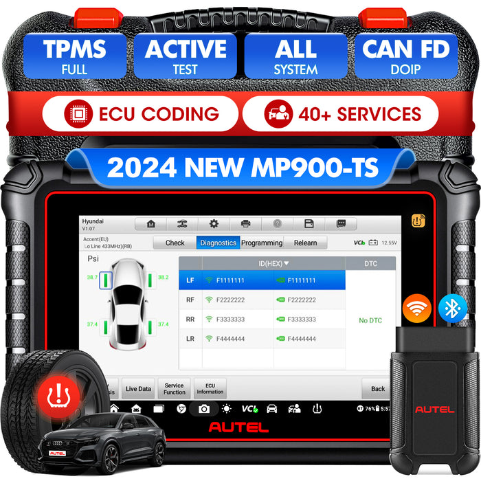 【2024 Neueste】Autel Maxipro MP900TS TPMS Scanner丨Android 11 TPMS neu lernen/ersetzt/MX-Sensor-Programmierung丨ECU Coding丨40+ Reset service丨Bi-Directional Control