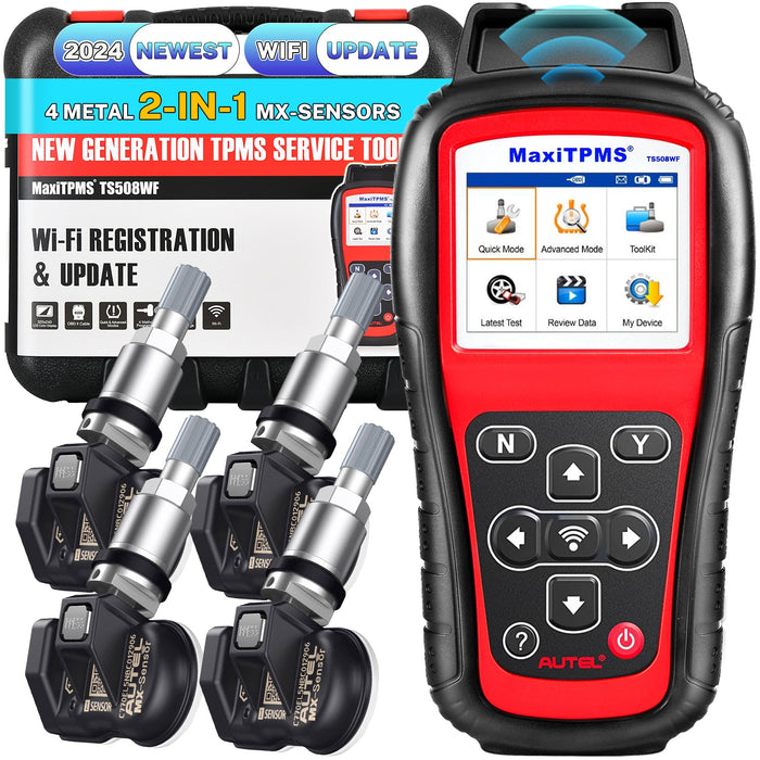 Autel MaxiTPMS TS508WF Kit | With Free 4Pcs MX Sensors | 4 ways to Program MX-Sensors | 3 ways Relearn OEM senors | Quick/Advanced Mode丨Upgraded Version of TS501/TS408