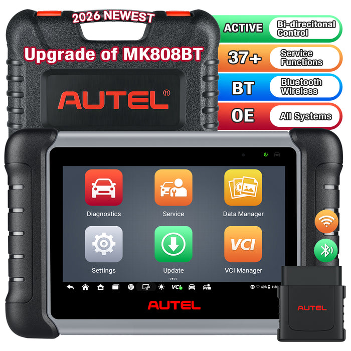 Autel MaxiCOM MK808BT Pro|Bluetooth-Verbindung |bidirektionale Steuerung | 38+ Dienstleistungen | ABS-Entlüftung, Ölrückstellung, EPB, SAS, DPF, BMS, Drosselklappe, Injektorcodierung | Mehrsprachig