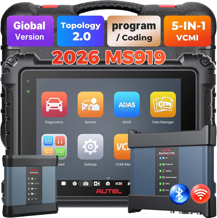 Autel MaxiSys MS919丨Top Level Diagnosis Scanner/J2534 ECU Programming/Coding/Topology Map 2.0/Bidirectional Control/40+Reset Service/Global Version Multi-language